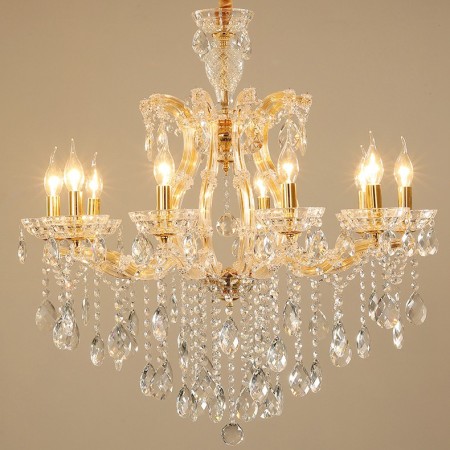 10 Light Gold Candle Style Crystal Chandelier