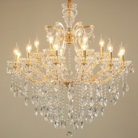 18 Light (12+6) 2 Tiers Gold Candle Style Crystal Chandelier