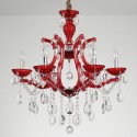 6 Light Red Candle Style Crystal Chandelier