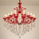 18 Light (12+6) 2 Tiers Red Candle Style Crystal Chandelier