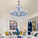 18 Light (12+6) 2 Tiers Blue Candle Style Crystal Chandelier