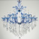 18 Light (12+6) 2 Tiers Blue Candle Style Crystal Chandelier