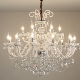 18 Light (12+6) 2 Tiers Clear Candle Style Crystal Chandelier