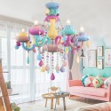 6 Light Multi Colours Macaron Kids Room Candle Style Crystal Chandelier