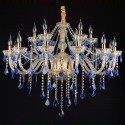 18 Light (12+6) 2 Tiers Gold Blue Candle Style Crystal Chandelier