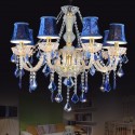 18 Light (12+6) 2 Tiers Gold Blue Candle Style Crystal Chandelier