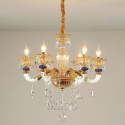 6 Light Champagne Candle Style Crystal Chandelier