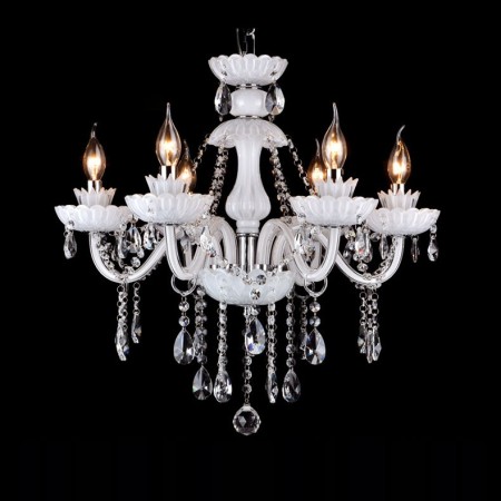 6 Light White Candle Style Crystal Chandelier