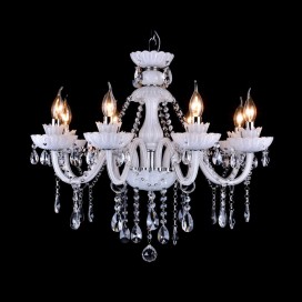 8 Light White Candle Style Crystal Chandelier