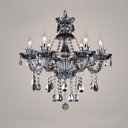 6 Light Gray Candle Style Crystal Chandelier