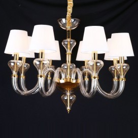 8 Light Clear Gold Candle Style Crystal Chandelier