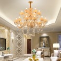 18 Light (12+6) 2 Tiers Champagne Candle Style Crystal Chandelier