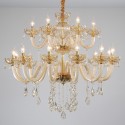 18 Light (12+6) 2 Tiers Champagne Candle Style Crystal Chandelier