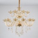 18 Light (12+6) 2 Tiers Champagne Candle Style Crystal Chandelier