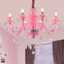 8 Light Pink Candle Style Crystal Chandelier
