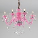 8 Light Pink Candle Style Crystal Chandelier