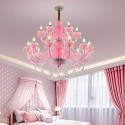 18 Light (12+6) 2 Tiers Pink Candle Style Crystal Chandelier