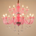 18 Light (12+6) 2 Tiers Pink Candle Style Crystal Chandelier