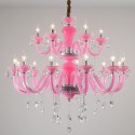 18 Light (12+6) 2 Tiers Pink Candle Style Crystal Chandelier