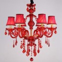 6 Light Red Candle Style Crystal Chandelier