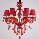 6 Light Red Candle Style Crystal Chandelier