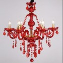 6 Light Red Candle Style Crystal Chandelier