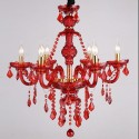 6 Light Red Candle Style Crystal Chandelier