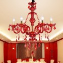 6 Light Red Candle Style Crystal Chandelier