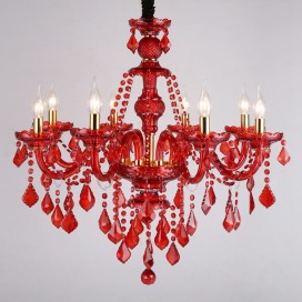 8 Light Red Candle Style Crystal Chandelier