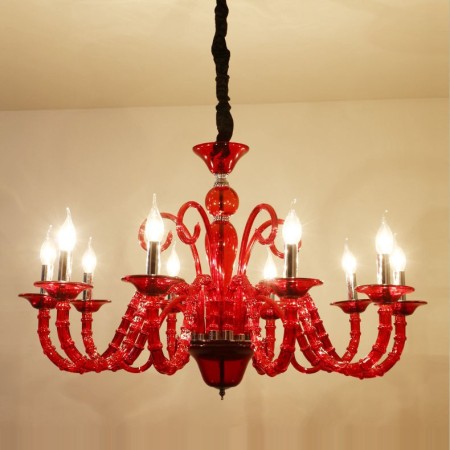 10 Light Red Black Candle Style Crystal Chandelier