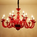 15 Light (10+5) 2 Tiers Red Black Candle Style Crystal Chandelier