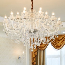 18 Light (12+6) 2 Tiers Clear Candle Style Crystal Chandelier