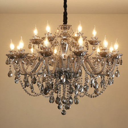 18 Light (12+6) 2 Tiers Gray Candle Style Crystal Chandelier