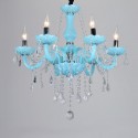 6 Light Nordic Style Blue Candle Style Crystal Chandelier