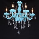 6 Light Nordic Style Blue Candle Style Crystal Chandelier