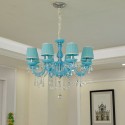 8 Light Nordic Style Blue Candle Style Crystal Chandelier