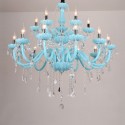 18 Light (12+6) 2 Tiers Nordic Style Blue Candle Style Crystal Chandelier