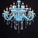 18 Light (12+6) 2 Tiers Nordic Style Blue Candle Style Crystal Chandelier