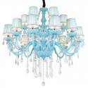 18 Light (12+6) 2 Tiers Nordic Style Blue Candle Style Crystal Chandelier