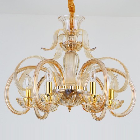 6 Light Champagne Candle Style Crystal Chandelier