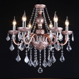 6 Light Coffee Candle Style Crystal Chandelier