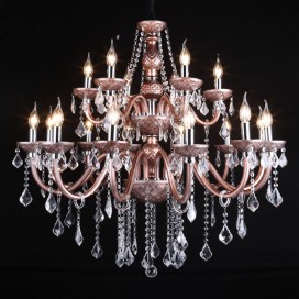 18 Light (12+6) 2 Tiers Coffee Candle Style Crystal Chandelier