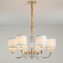 6 Light Gold Silver Clear Candle Style Crystal Chandelier