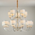 15 Light (10+5) 2 Tiers Gold Silver Clear Candle Style Crystal Chandelier