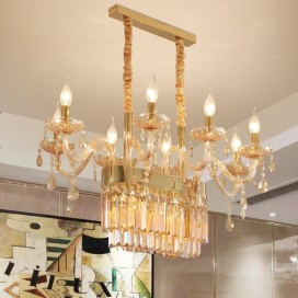 8 Light Amber Candle Style Crystal Chandelier