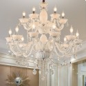 18 Light (12+6) 2 Tiers White Candle Style Crystal Chandelier