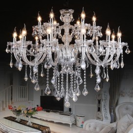 18 Light (12+6) 2 Tiers Clear Candle Style Crystal Chandelier