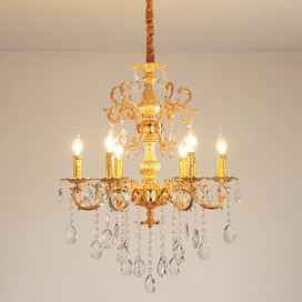 6 Light Zinc Alloy Gold Chandelier