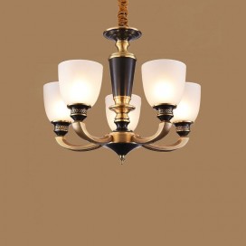 5 Light American Brass Retro Modern Chandelier