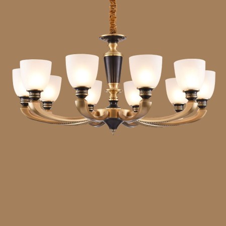 10 Light American Brass Retro Modern Chandelier